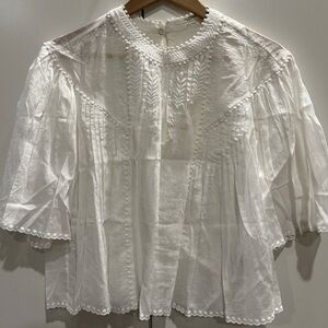 NWOT Isabel Marant Etoile Embroidered Top Women's Sz 36 S Flare Short Sleeve